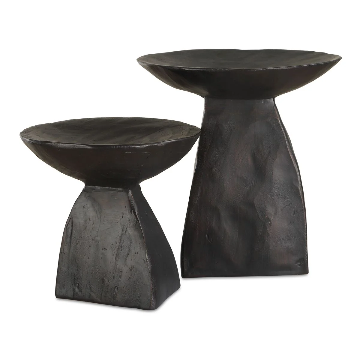 Uttermost Shadow Dark Brown Pedestal Bowls ~ Set Of 2 - Image 3