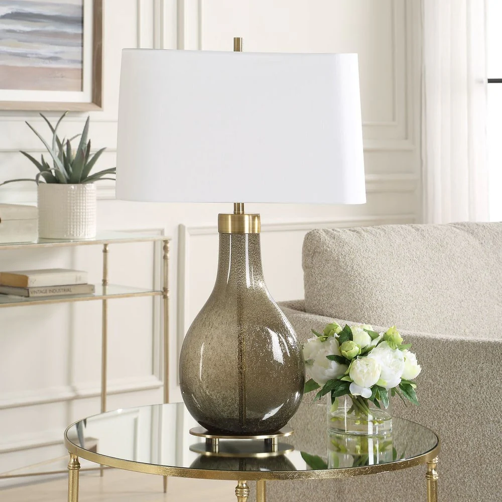 Uttermost Shyla Dark Moss Teardrop Glass Base Table Lamp - Image 3