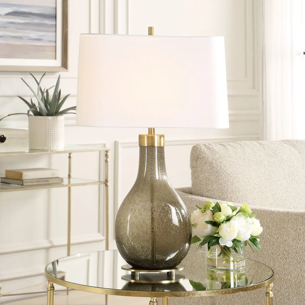 Uttermost Shyla Dark Moss Teardrop Glass Base Table Lamp - Image 4