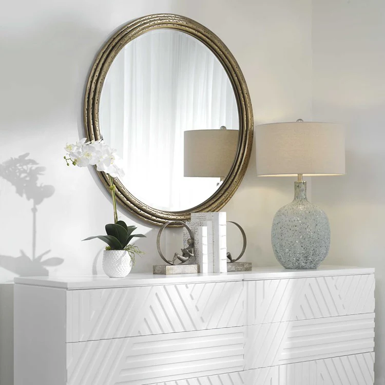 Uttermost Spera Anriqued Gold Iron Round Mirror - Image 3