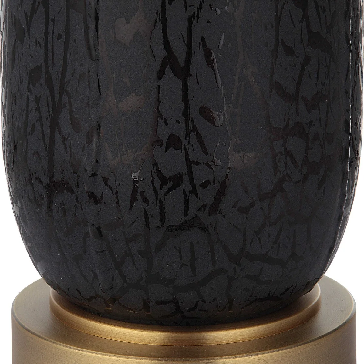 Uttermost Spyglass Matte Black Glass Table Lamp With Light Beige Linen Shade - Image 7