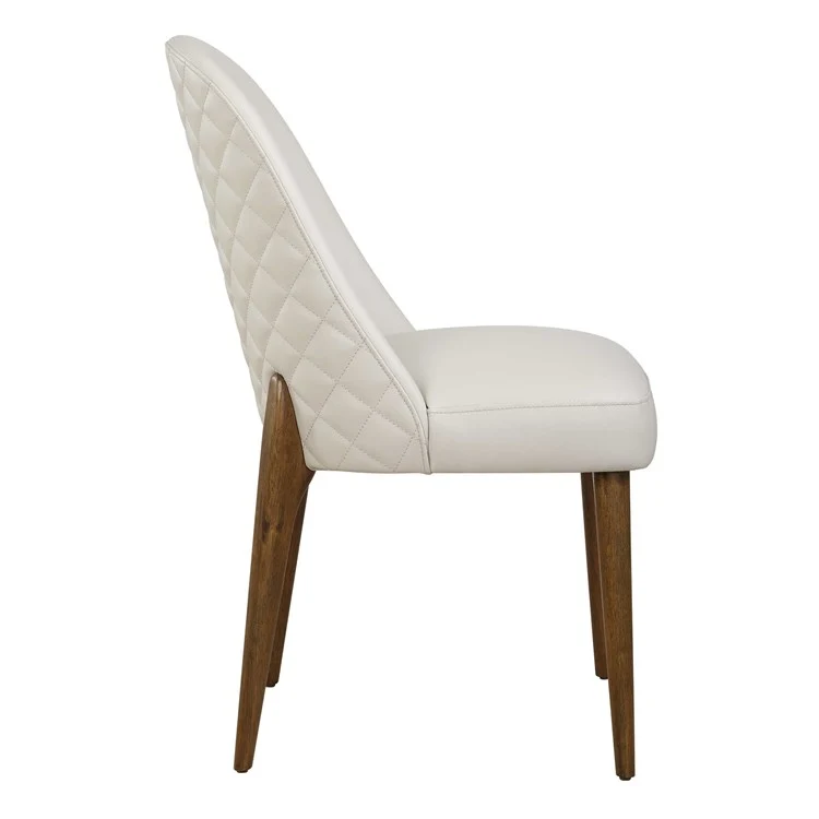 Uttermost Stiches Ecru Faux Pebbled Leather with Diamond Tufted Back Set of 2 Dining Chairs - Image 5