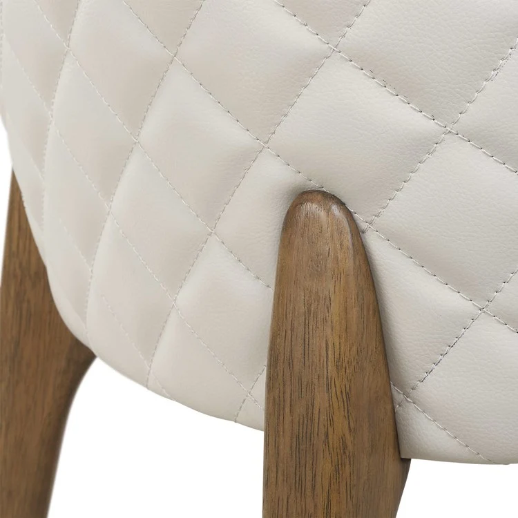 Uttermost Stiches Ecru Faux Pebbled Leather with Diamond Tufted Back Set of 2 Dining Chairs - Image 8