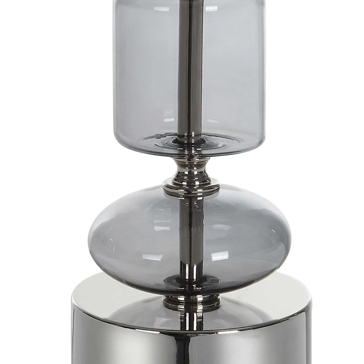 Uttermost Stratus Gray Glass and Polished Nickel Buffet Lamp With White Linen Shade - Image 6