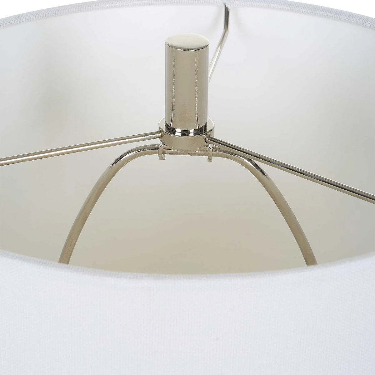 Uttermost Stratus Gray Glass and Polished Nickel Buffet Lamp With White Linen Shade - Image 7