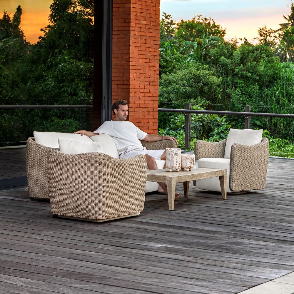Uttermost Sunset Outdoor Sofa ~ Twisted Oatmeal All- Weather Wicker - Image 4