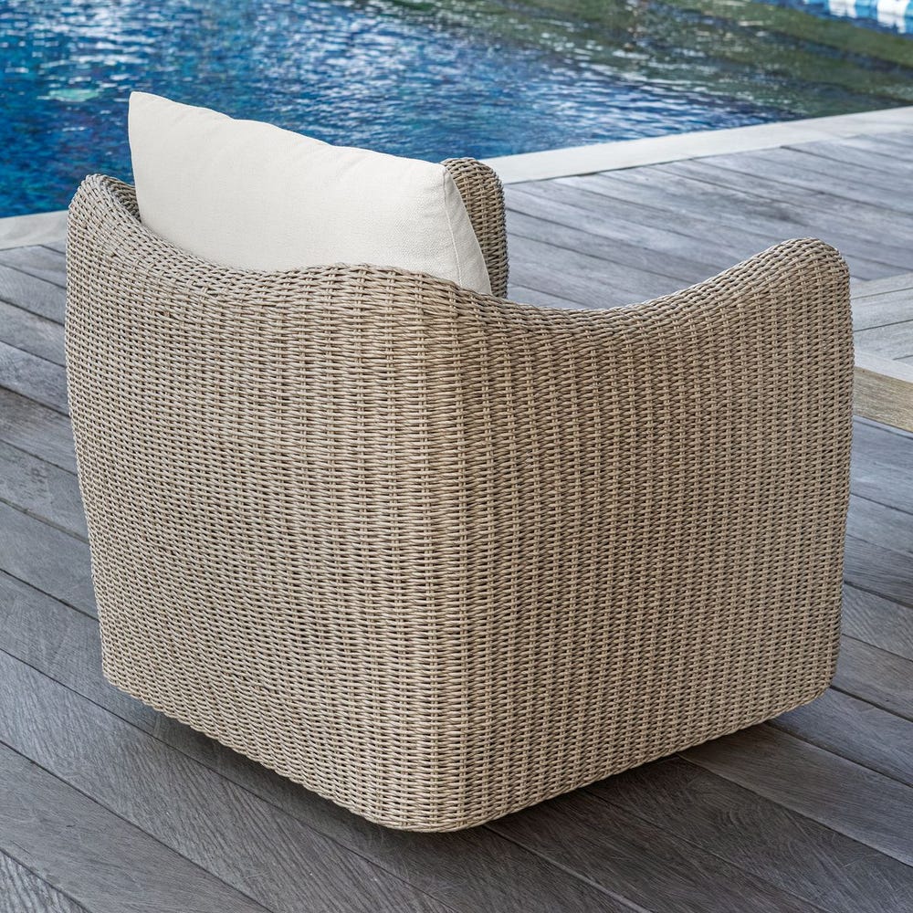 Uttermost Sunset Outdoor Swivel Lounge Chair ~ Twisted Oatmeal All- Weather Wicker - Image 9