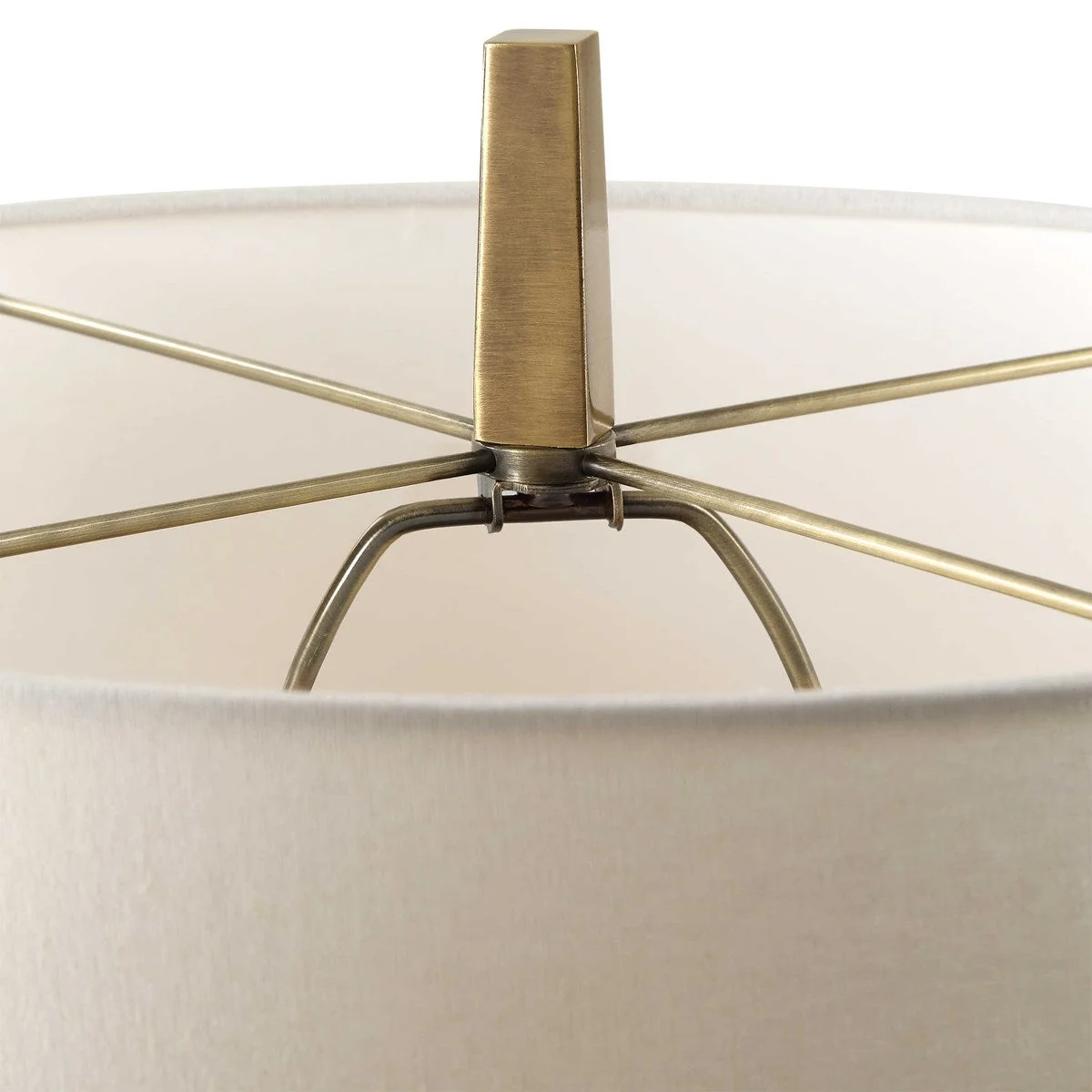 Uttermost Suranne Antiqued Brass and Black Marble Table Lamp With White Linen Shade - Image 4