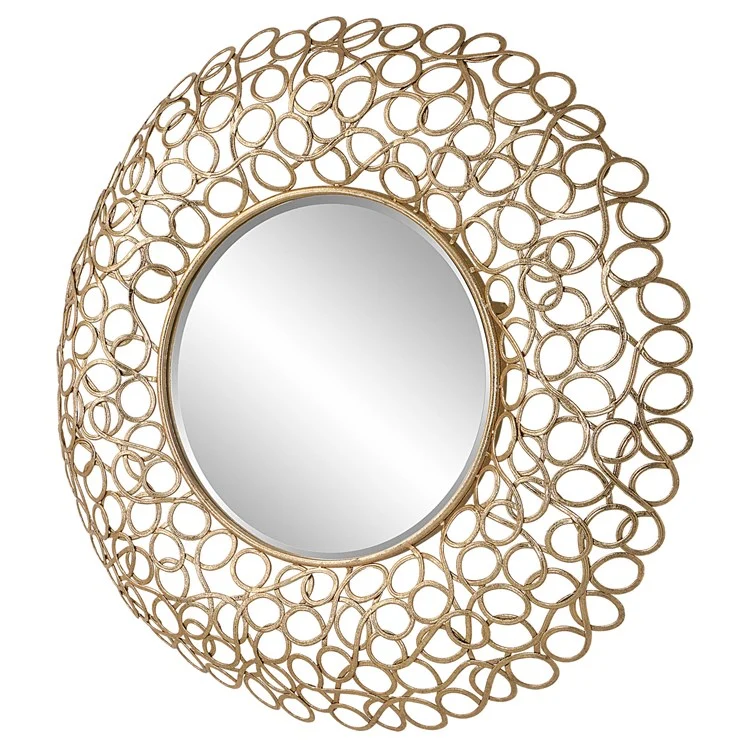 Uttermost Swirl Gold Leaf Iron Round Mirror - Image 6