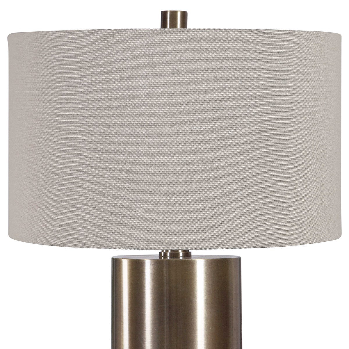 Uttermost Taria Antiqued Brushed Brass Table Lamp With Beige Linen Shade - Image 5