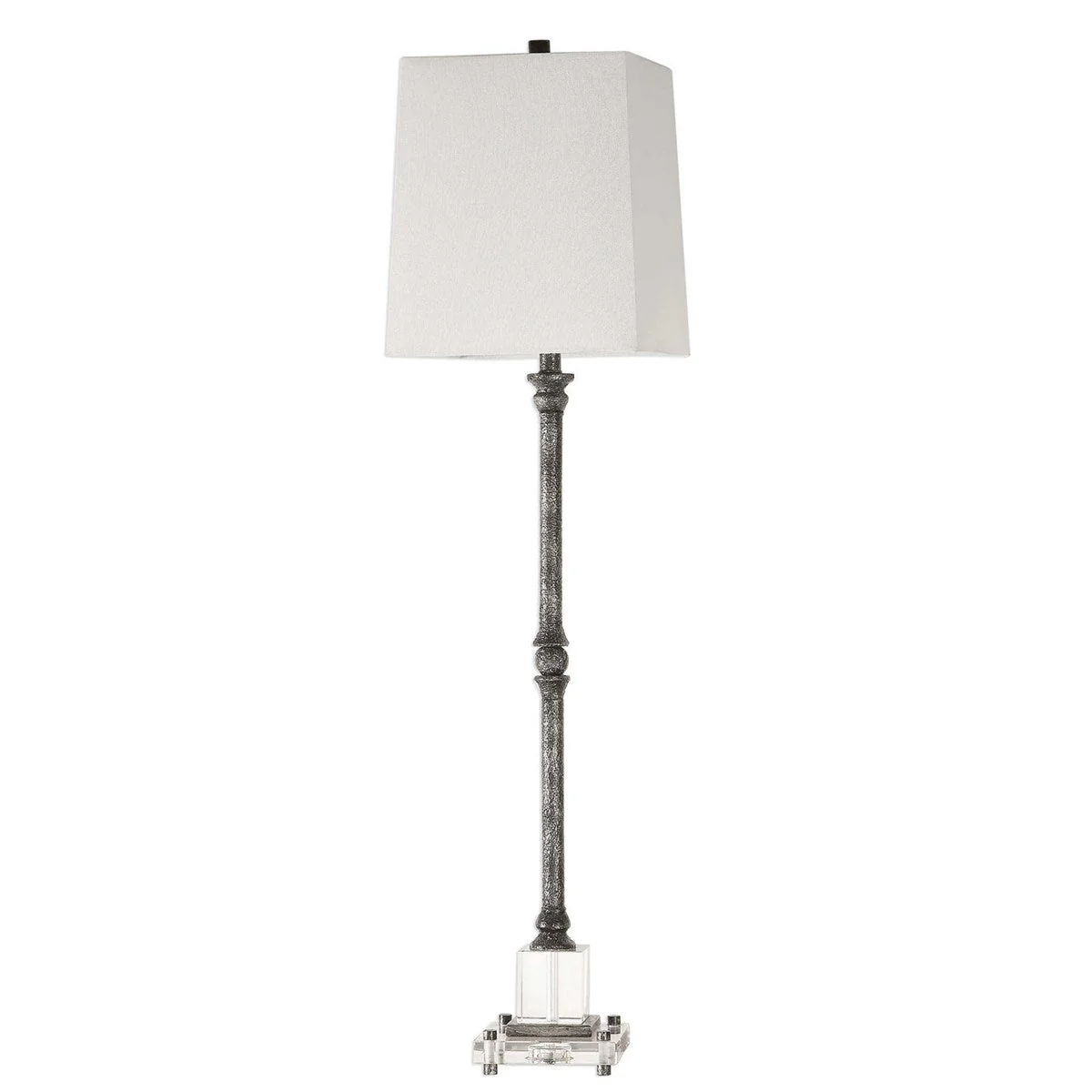 Uttermost Teala Aged Black Buffet Lamp With White Linen Shade - Image 2