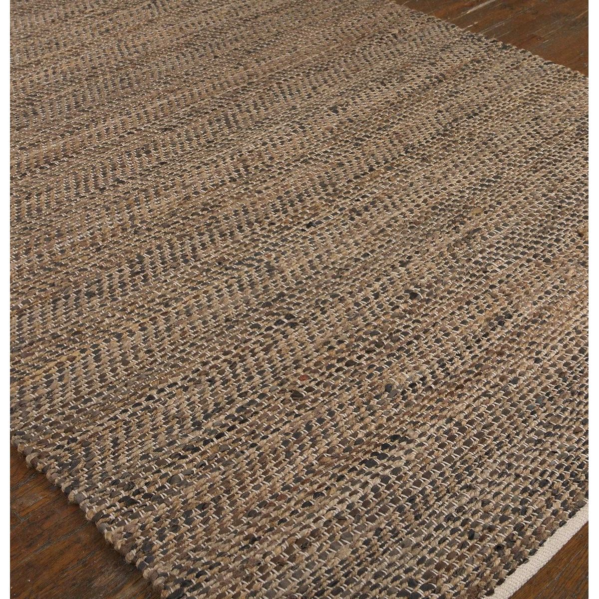 Uttermost Tobais Hand Woven Leather and Natural Hemp Rug ~ 5' x 8'