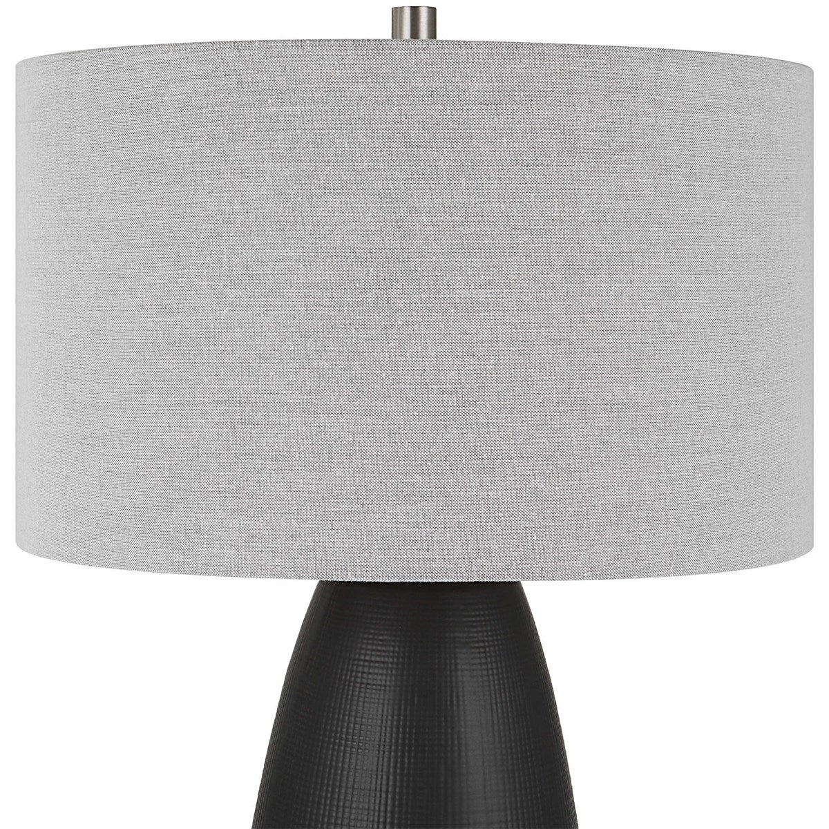 Uttermost Twilight Satin Black Ceramic Table Lamp With Light Gray Linen Shade - Image 5