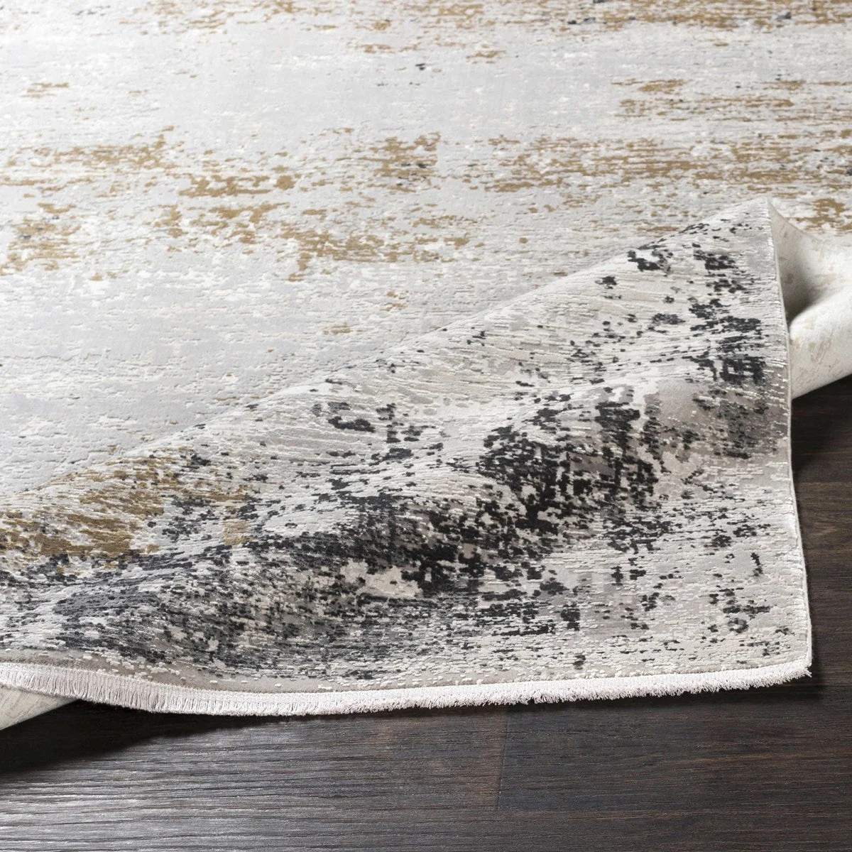 Uttermost Ulen White, Charcoal, Saffron and Light Gray Abstract Rug ~  7'6" x 11'2" - Image 2