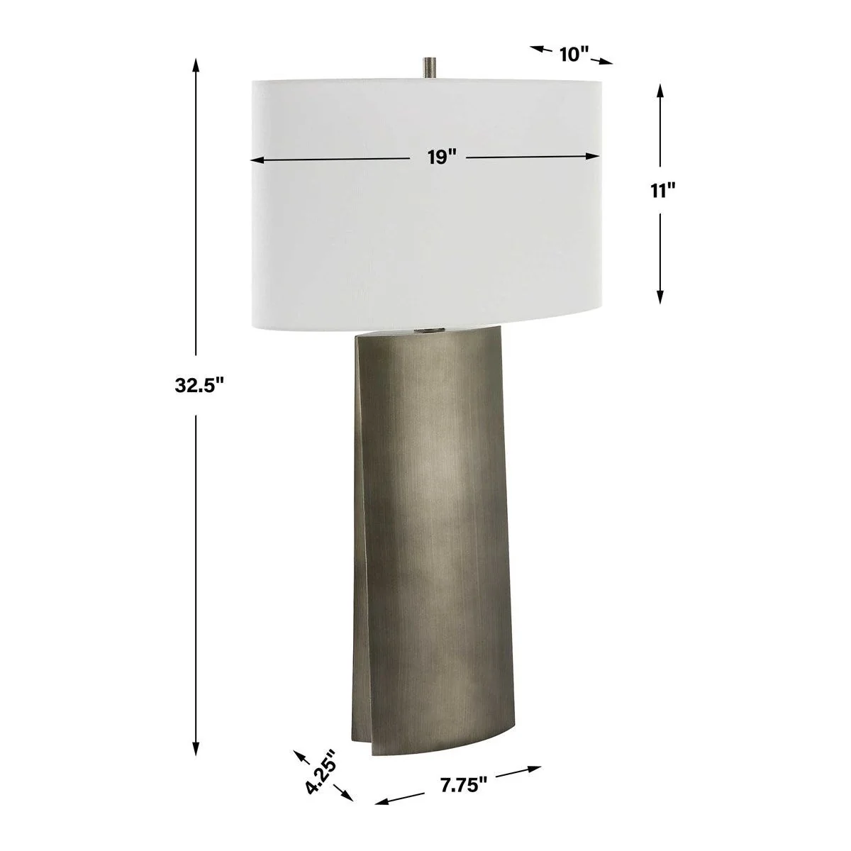 Uttermost V-Groove Dark Steel Gray Table Lamp With White Linen Shade - Image 7