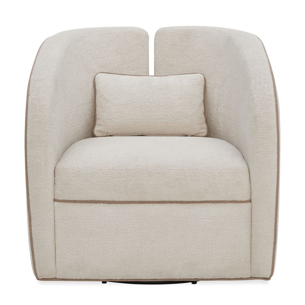 Uttermost Vega Lush Distressed Chenille In Soft Ecru Swivel Chair - Image 2