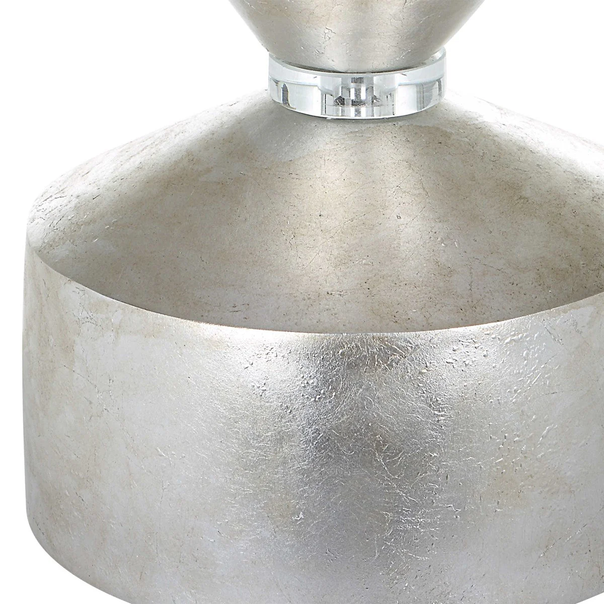 Uttermost Vial Silver Leaf and Polished Nickel Buffet Lamp With White Linen Shade - Image 7