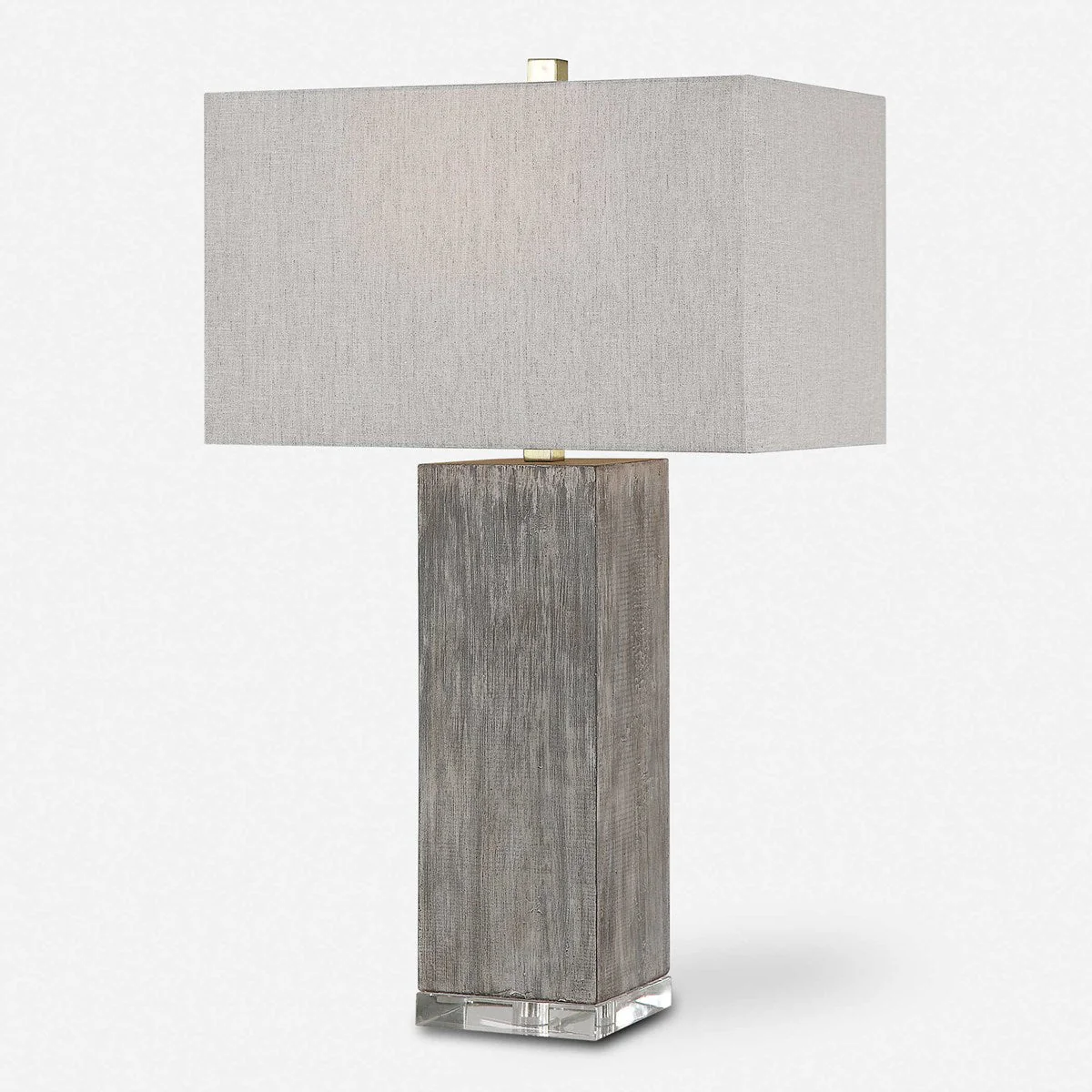 Uttermost Vilano Dark Gray and Aged Brown Table Lamp With Light Gray Linen - Image 4