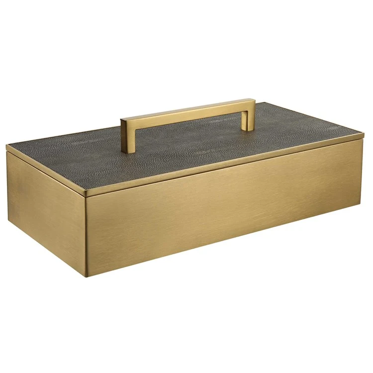 Uttermost Wessex Brass and Gray Faux Shagreen Modern Decorative Box - Image 5