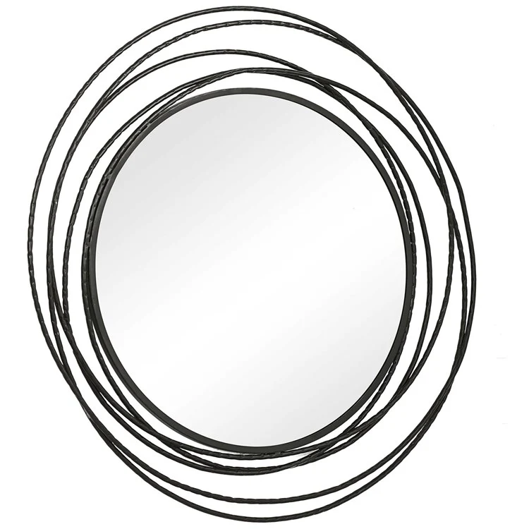 Uttermost Whirlwind Black Iron Round Mirror - Image 4