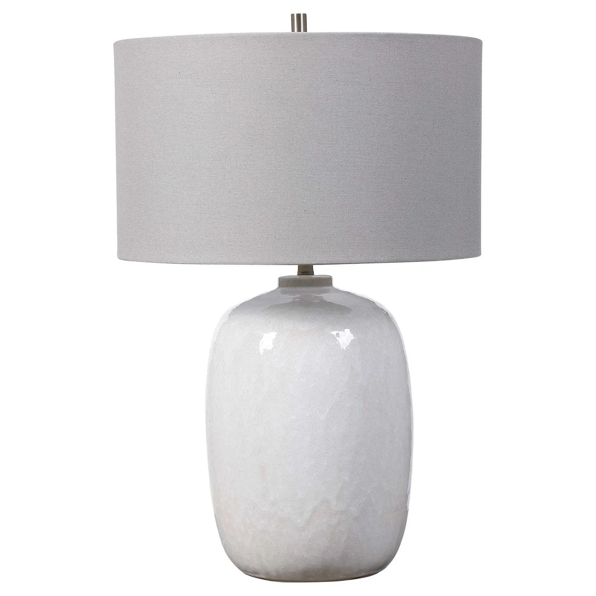 Uttermost Winterscape Cream Ivory Glazed Ceramic Table Lamp With Light Gray Linen Shade - Image 6