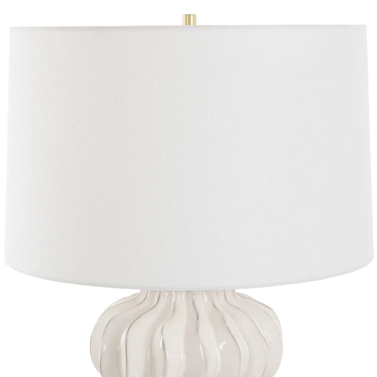 Uttermost Wrenley Off-White Glazed Porcelain Table Lamp With White Linen Shade - Image 7
