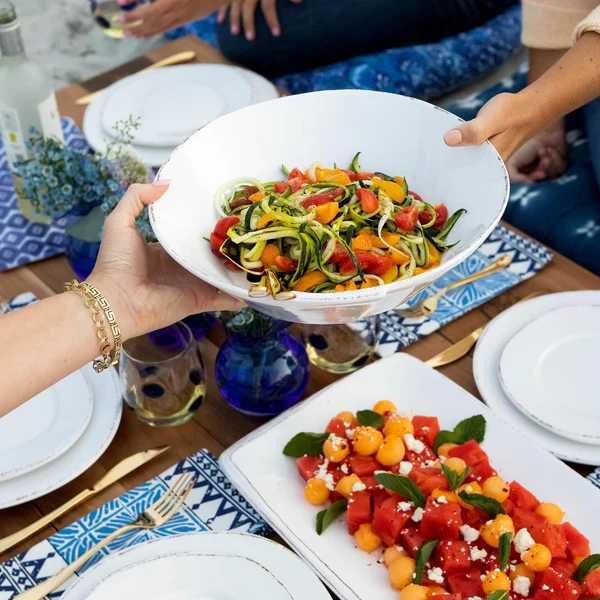 Vietri Lastra Melamine White Shallow Bowl ~ Outdoor Use
