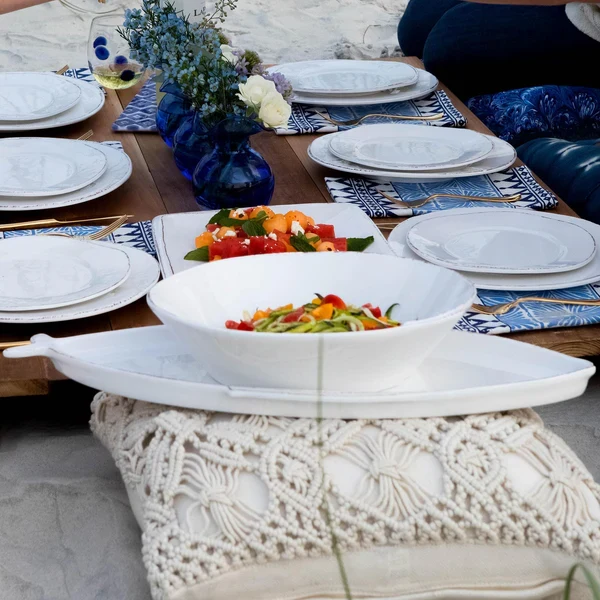 Vietri Lastra Melamine White Shallow Bowl ~ Outdoor Use - Image 2