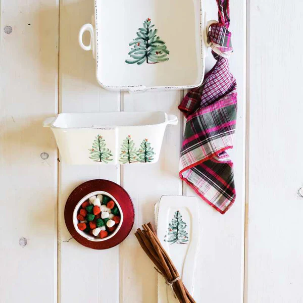 Vietri Lastra White Holiday Square Baker ~ Handcrafted Italian Stoneware