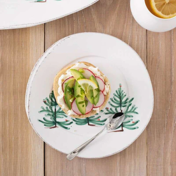 Vietri Lastra White Holiday Salad Plate ~ Handcrafted Italian Stoneware