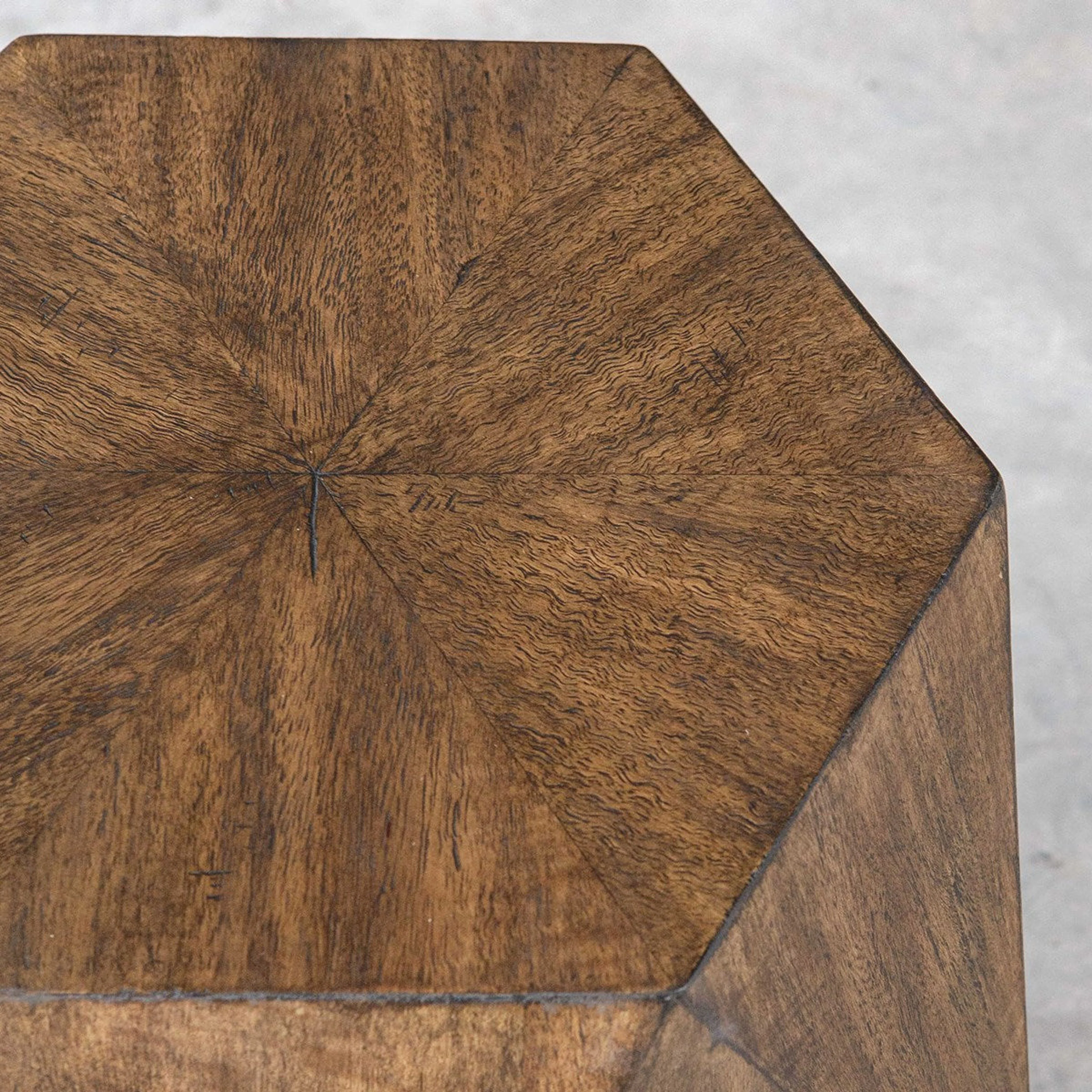 Uttermost Volker Distressed Honey Mango Wood Modern Geometric Accent Table - Image 6