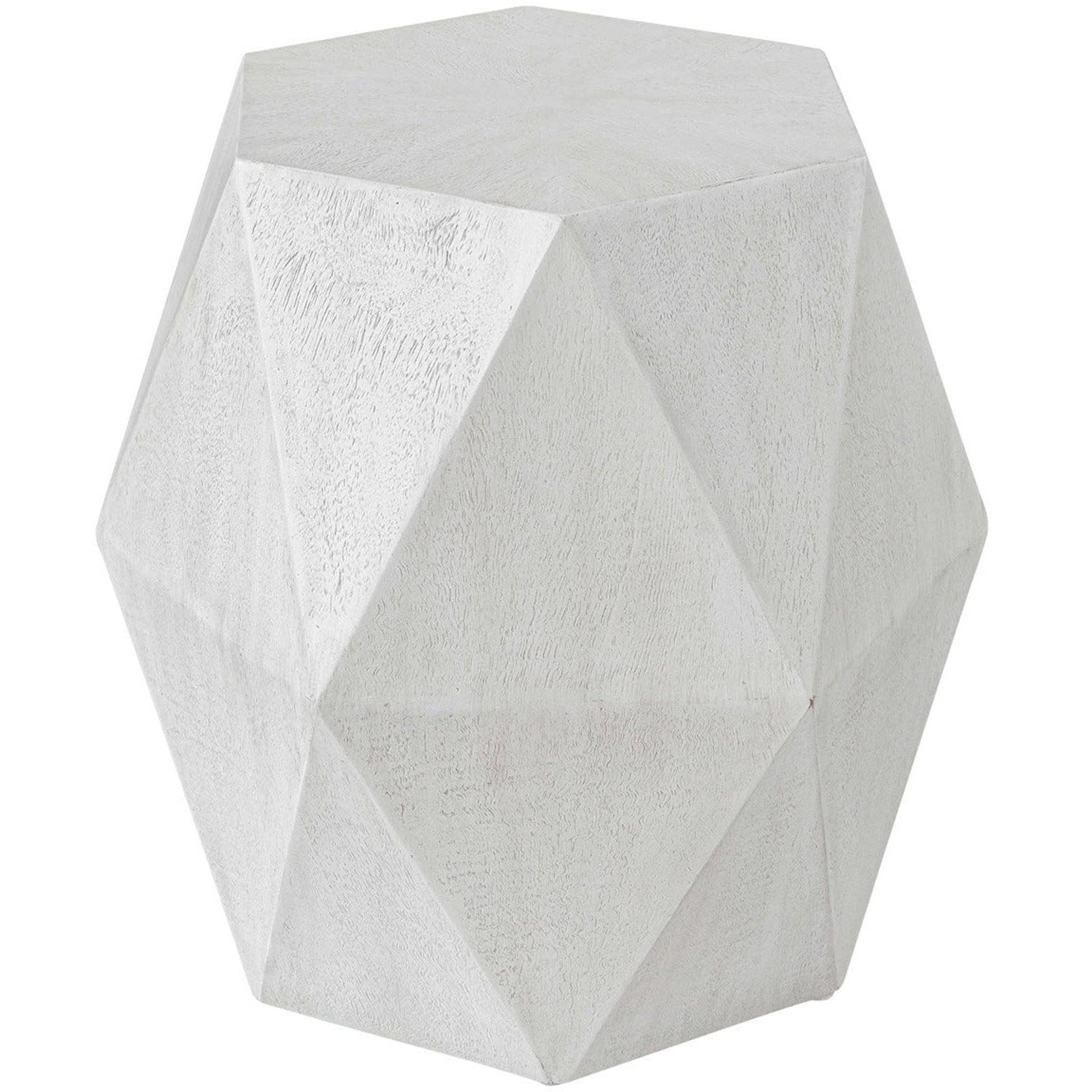 Uttermost Volker White Ceruse Mango Wood Modern Geometric Accent Table - Image 5