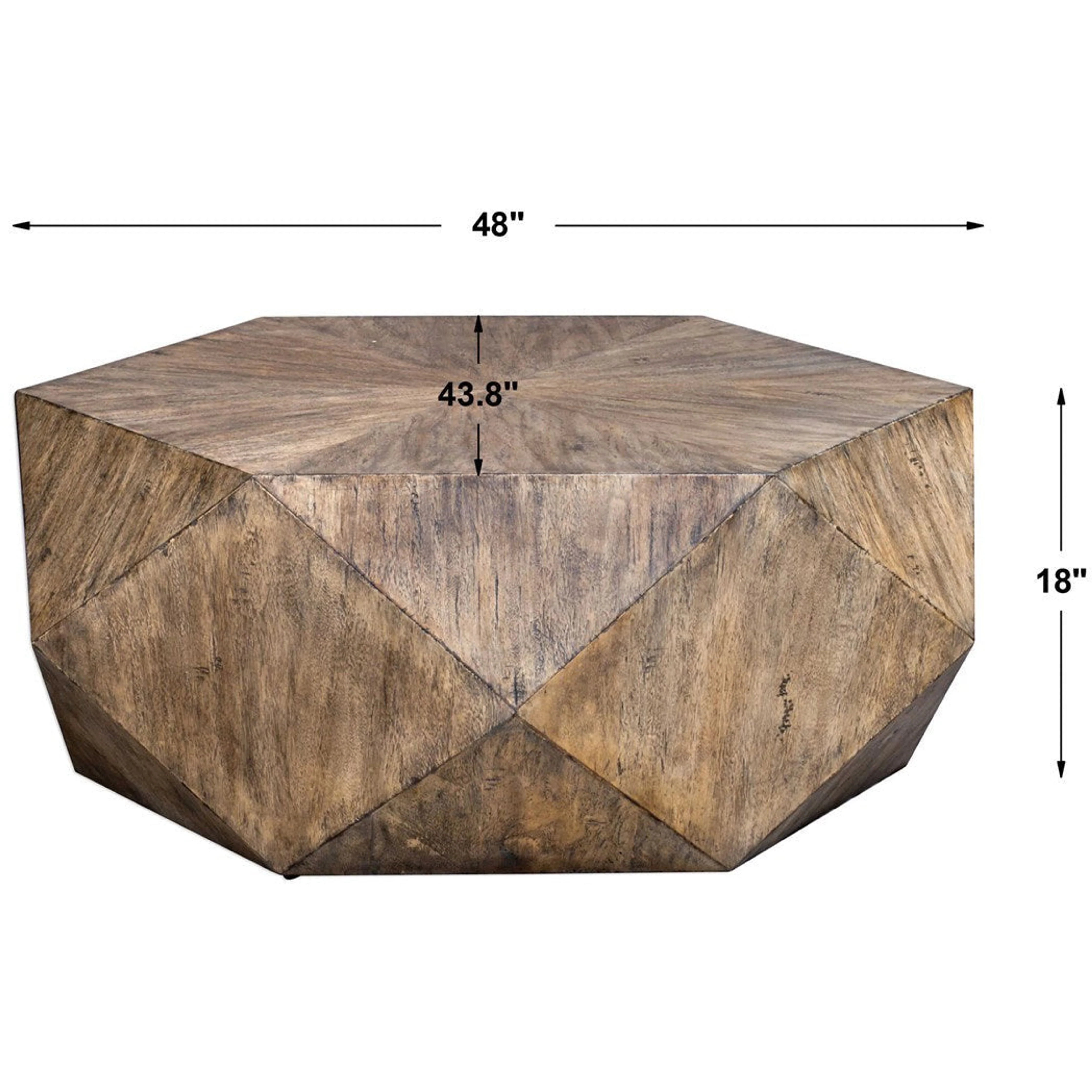 Uttermost Volker Burnished Honey Mango Wood Modern Geometric Coffee Table - Image 8