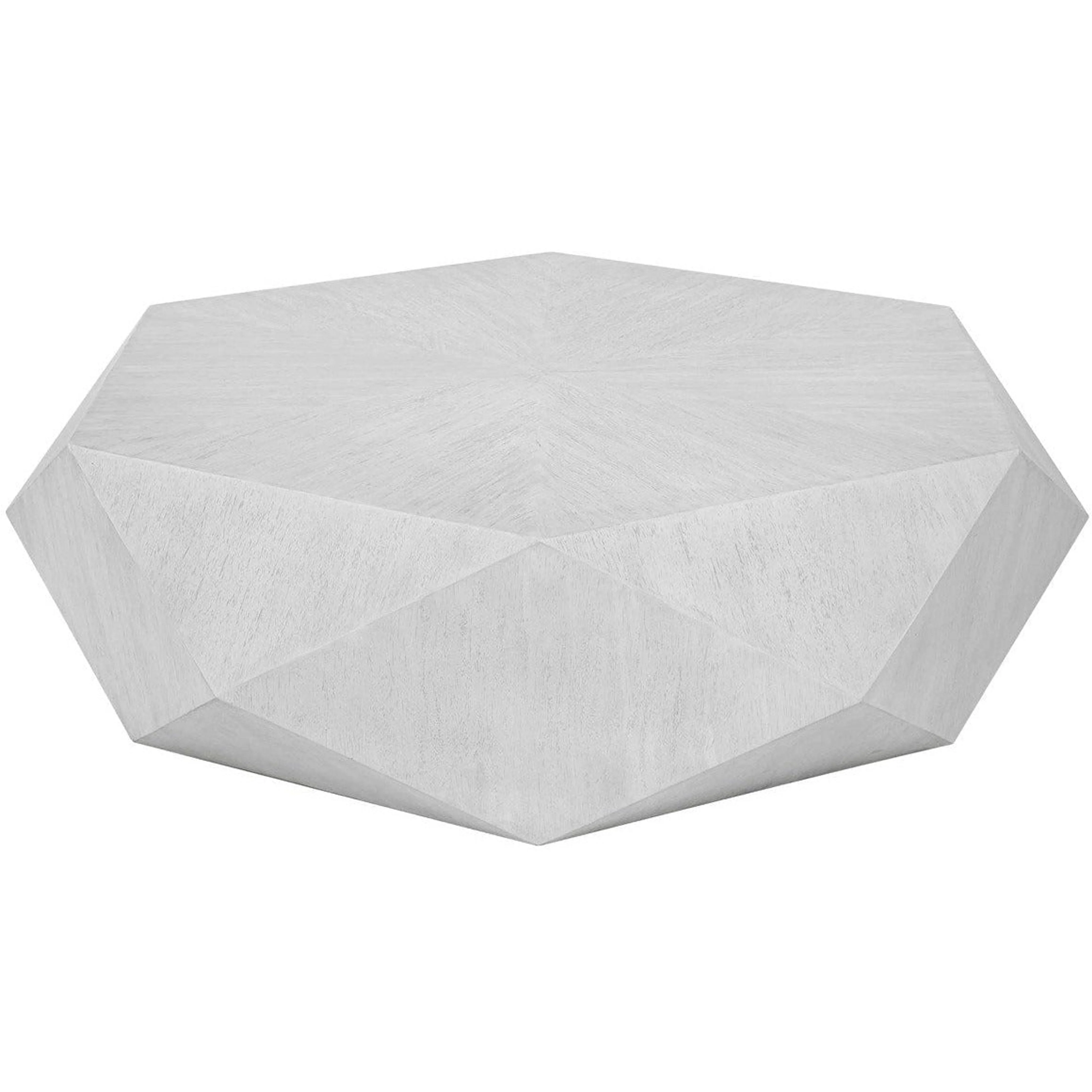 Uttermost Volker White Ceruse Mango Wood Modern Geometric Coffee Table - Image 2