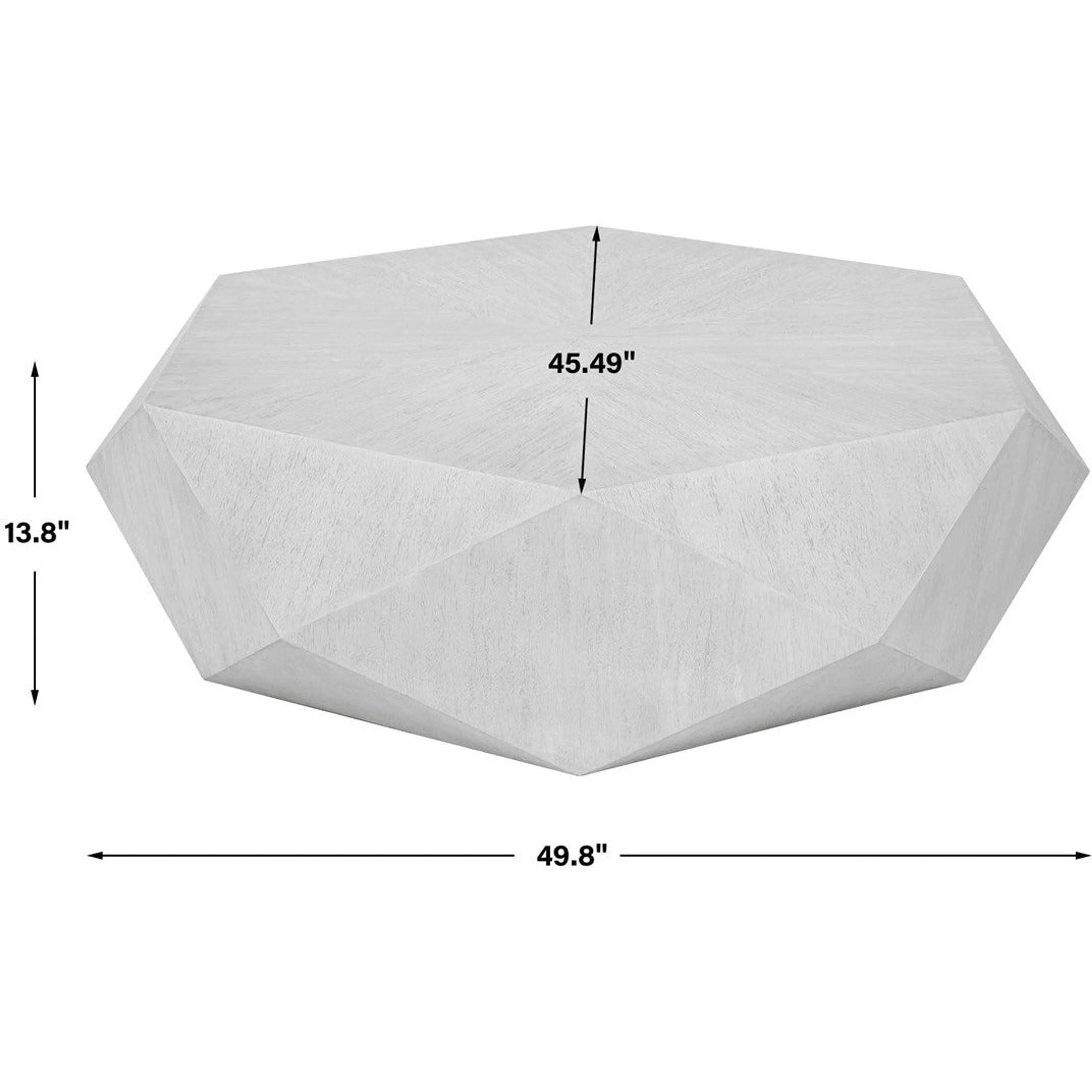 Uttermost Volker White Ceruse Mango Wood Modern Geometric Coffee Table - Image 5