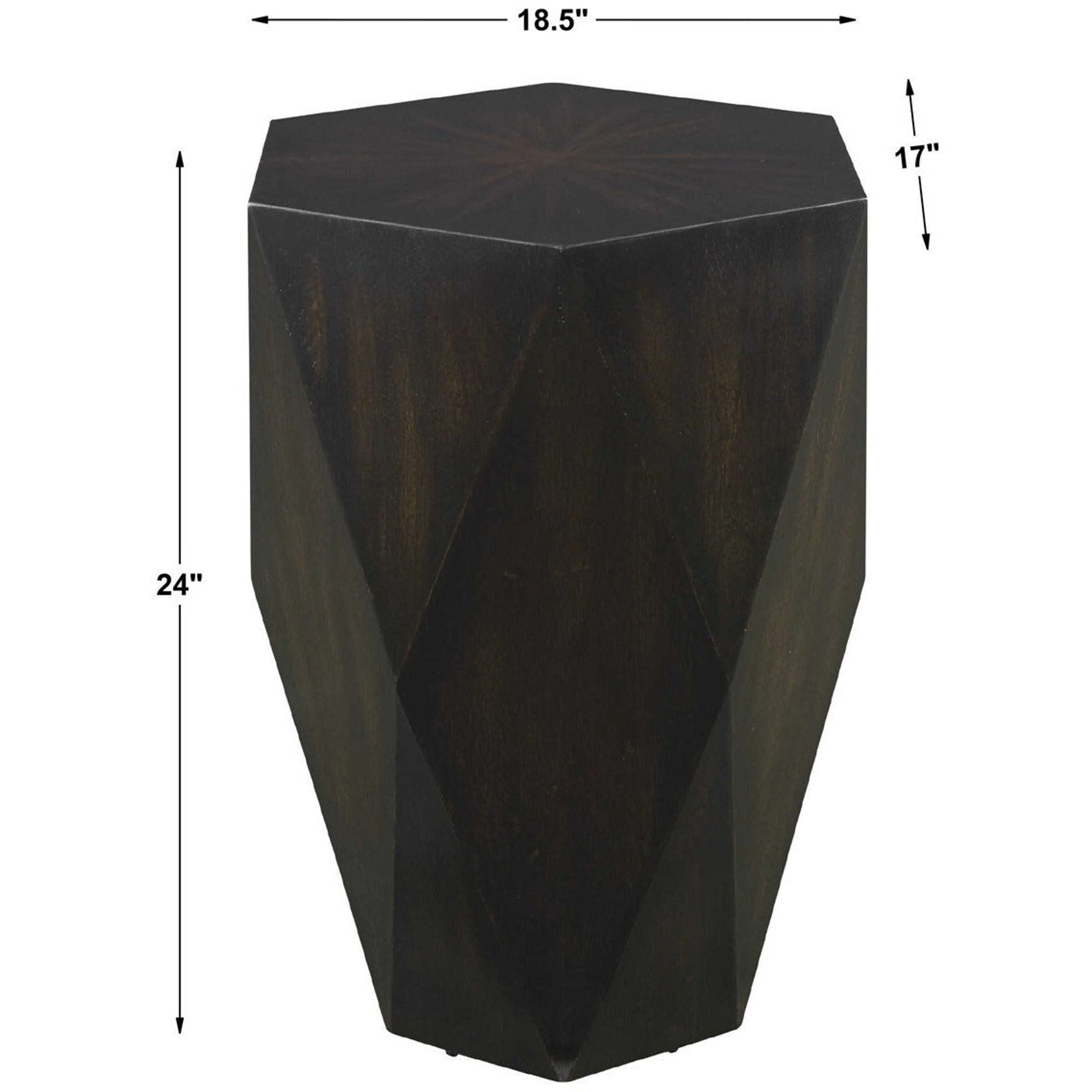 Uttermost Volker Distressed Black Mango Wood Modern Geometric Side Table - Image 4
