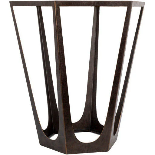 Surya Vortex Modern Glass Top With Brown Metal Base Accent Side Table VTX-002 - Image 5