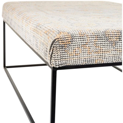 Surya Yalova Rustic Modern Hand Woven Fabric Bench With Black Metal Base YAL-003 - Image 2