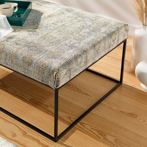Surya Yalova Rustic Modern Hand Woven Fabric Bench With Black Metal Base YAL-003 - Image 3
